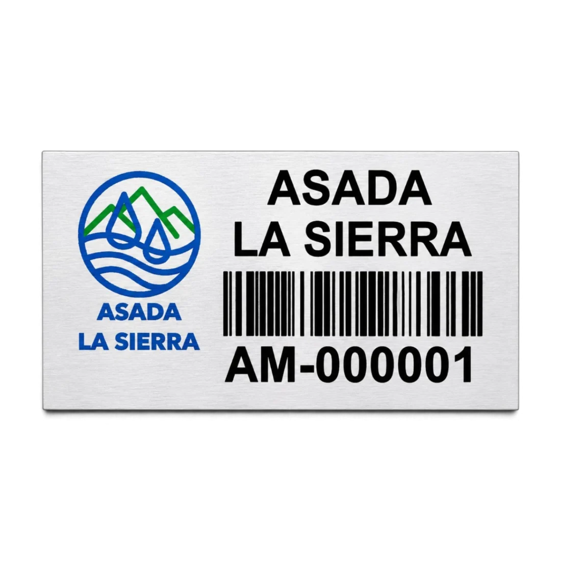 Placa de aluminio con adhesivo industrial para activos